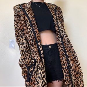 St. John Leopard Print Long Knit Sweater